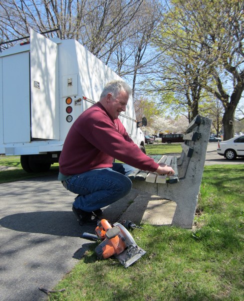 DCR at work fixing benches.