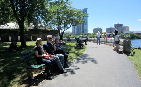 Enjoying the day. White figures cleansing the magazine in background.