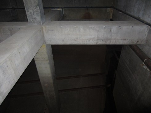 The wet well can hold about 100,000 gallons of water, awaiting chlorinating treatment.                                